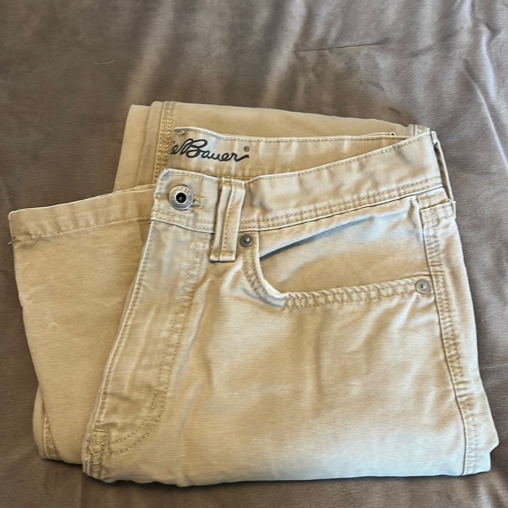 Eddie Bauer Tan Denim Khakis 30x32